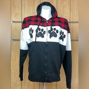 Crazy Apparel Multicolored Paw Print Hoodie SZ - L